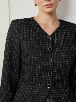 Plaid Button Split Slim Blazer Outerwear|Blazers