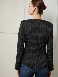 Plaid Button Split Slim Blazer Outerwear|Blazers
