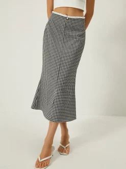 Hot Plaid Print Mermaid Midi Skirt Skirts|Bottoms