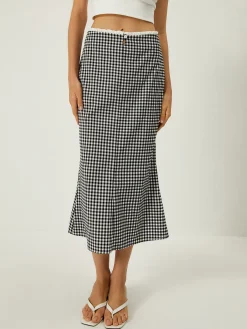 Hot Plaid Print Mermaid Midi Skirt Skirts|Bottoms