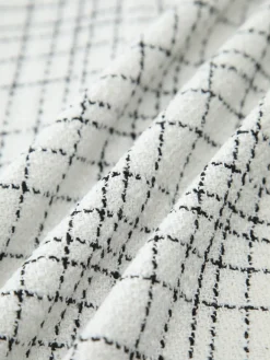 Online Plaid Print Pearl Button Sleeveless Short Dress White Dresses|Casual Dresses