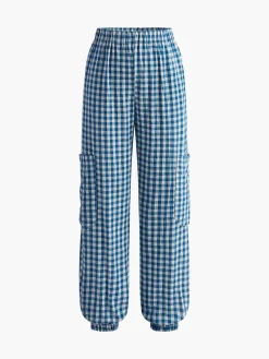 New Plaid Ruffle Elastic Waist Pants Set Pants Sets|Matching Sets