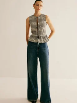 Discount Plaid Tie Front Ruffle Tank Top Tank Tops & Camis|Tops