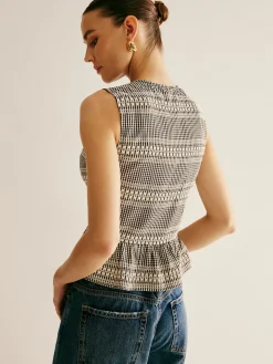 Discount Plaid Tie Front Ruffle Tank Top Tank Tops & Camis|Tops