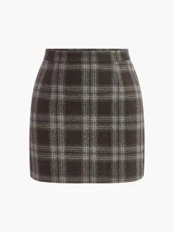 New Plaid Tweed Mini Skirt Skirts|Bottoms