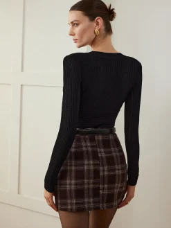 New Plaid Tweed Mini Skirt Skirts|Bottoms