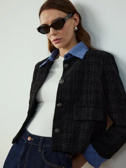 New Plaid-Collar Short Jacket Outerwear|Jackets