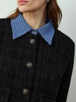 New Plaid-Collar Short Jacket Outerwear|Jackets