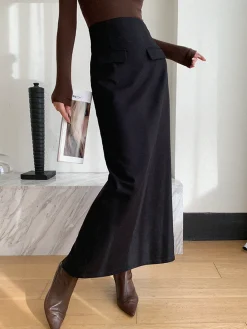 Plain A-Line Maxi Skirt Skirts|Bottoms