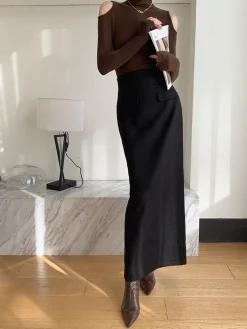 Plain A-Line Maxi Skirt Skirts|Bottoms