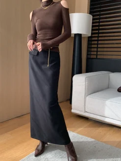 Plain A-Line Maxi Skirt Skirts|Bottoms