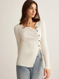 Outlet Plain Asymmetrical Breasted Sweater Sweater Tops|Sweaters & Cardigans