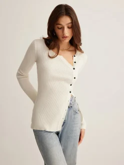 Outlet Plain Asymmetrical Breasted Sweater Sweater Tops|Sweaters & Cardigans