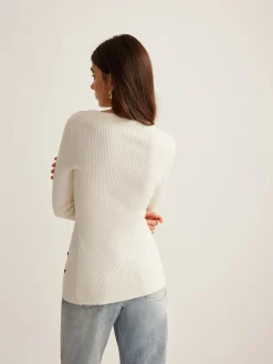 Outlet Plain Asymmetrical Breasted Sweater Sweater Tops|Sweaters & Cardigans