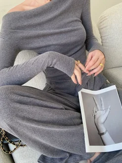 Sale Plain Asymmetrical Draped Pants Set Pants Sets|Matching Sets