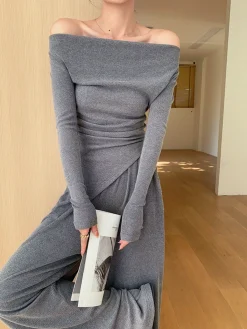 Sale Plain Asymmetrical Draped Pants Set Pants Sets|Matching Sets