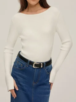 Outlet Plain Backless Button Sweater Sweater Tops|Sweaters & Cardigans