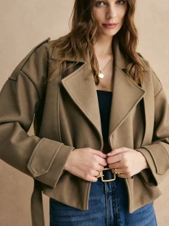 Hot Plain Belted Warm Jacket Outerwear|Jackets