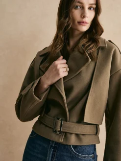 Hot Plain Belted Warm Jacket Outerwear|Jackets