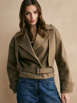 Hot Plain Belted Warm Jacket Outerwear|Jackets