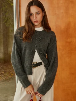 Outlet Plain Bow-Breasted Cardigan Cardigans|Sweaters & Cardigans