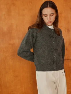 Outlet Plain Bow-Breasted Cardigan Cardigans|Sweaters & Cardigans