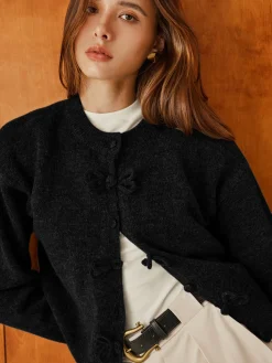 Outlet Plain Bow-Breasted Cardigan Cardigans|Sweaters & Cardigans