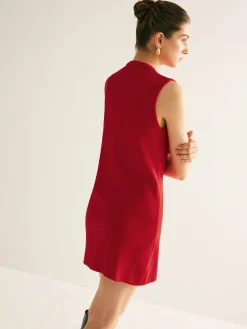 Online Plain Button Down Sleeveless Sweater Dress Sweater Dresses|Work Dresses