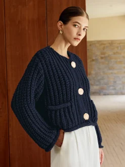 New Plain Button Knit Cardigan Cardigans|Sweaters & Cardigans