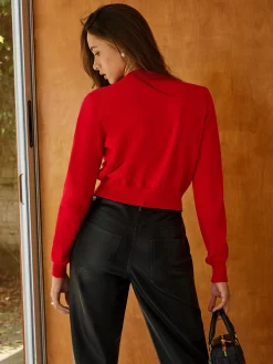 Online Plain Cherry Embroidery Cardigan Cardigans|Sweaters & Cardigans