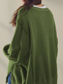 Hot Plain Cotton Split Sweatshirt Sweatshirts & Hoodies|Tops