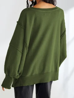 Hot Plain Cotton Split Sweatshirt Sweatshirts & Hoodies|Tops