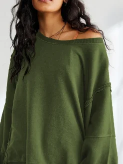 Hot Plain Cotton Split Sweatshirt Sweatshirts & Hoodies|Tops