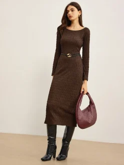 Discount Plain Crinkle Textured Dress Without Belt Casual Dresses|Work Dresses