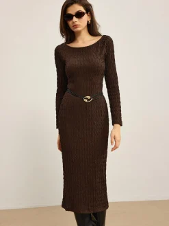 Discount Plain Crinkle Textured Dress Without Belt Casual Dresses|Work Dresses