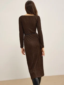 Discount Plain Crinkle Textured Dress Without Belt Casual Dresses|Work Dresses