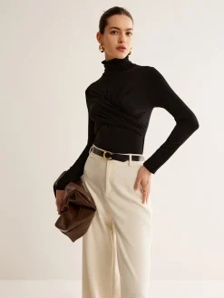 Discount Plain Criss Cross Pleated T-Shirt T-shirts|Tops
