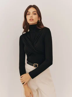 Discount Plain Criss Cross Pleated T-Shirt T-shirts|Tops