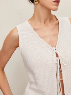 Online Plain Crochet Split Vest Sweater Vests|Sweaters & Cardigans
