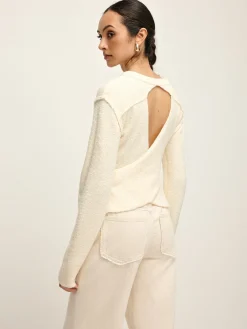 New Plain Cutout Cozy Knit Top Sweater Tops|Sweaters & Cardigans