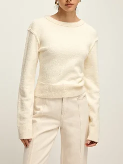 New Plain Cutout Cozy Knit Top Sweater Tops|Sweaters & Cardigans