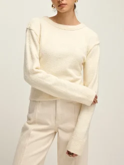 New Plain Cutout Cozy Knit Top Sweater Tops|Sweaters & Cardigans
