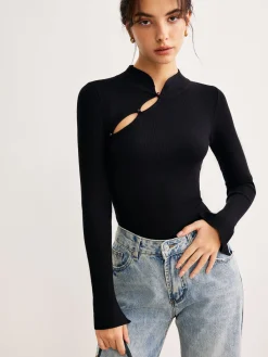 Plain Cutout Skinny Sweater Sweater Tops|Sweaters & Cardigans