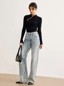 Plain Cutout Skinny Sweater Sweater Tops|Sweaters & Cardigans