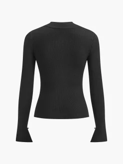Plain Cutout Skinny Sweater Sweater Tops|Sweaters & Cardigans