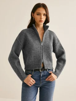 Best Plain Double Zip Cardigan Cardigans|Sweaters & Cardigans