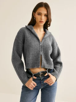 Best Plain Double Zip Cardigan Cardigans|Sweaters & Cardigans