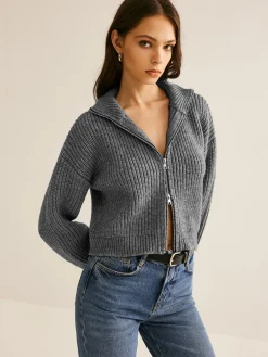 Best Plain Double Zip Cardigan Cardigans|Sweaters & Cardigans