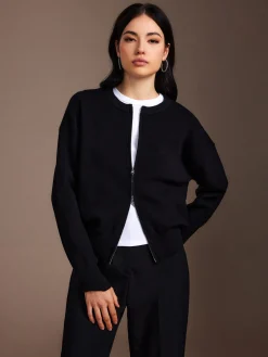 Sale Plain Double Zip Cardigan Cardigans|Sweaters & Cardigans