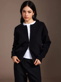 Sale Plain Double Zip Cardigan Cardigans|Sweaters & Cardigans